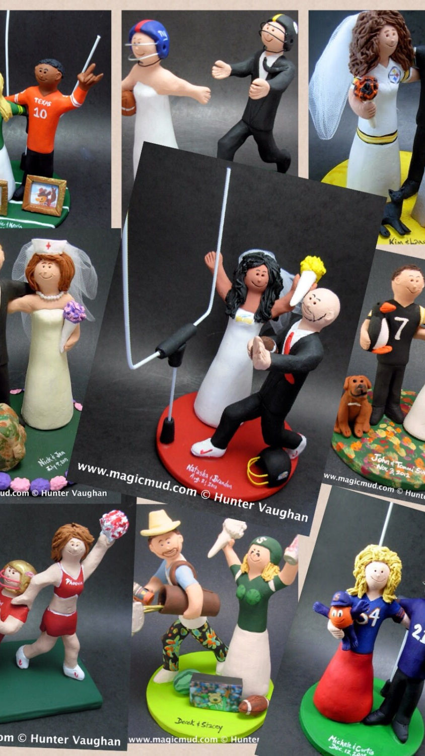 Thumbnail: Green Bay Packers "Cheesehead" Football Wedding Cake Topper,