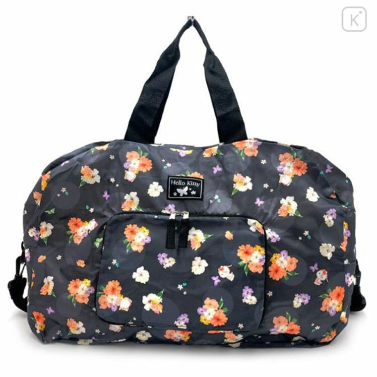 Japan Sanrio Folding Boston Gym Bag Carry On Travelling Bag HELLO KITTY BLACK MU