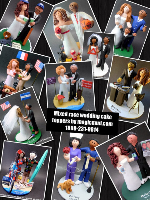 Thumbnail: Mixed Race - Interracial Wedding Cake Toppers