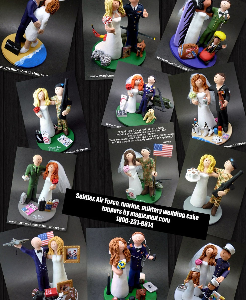 Thumbnail: Bride with Camouflage Veil Wedding Cake Topper, Soldier's We