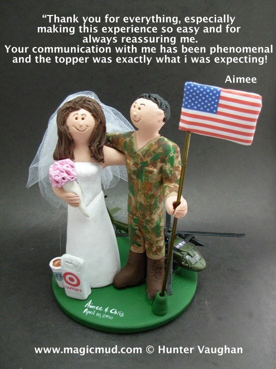 Thumbnail: Dress Blues Military Uniform Wedding Cake Topper, Blackhawk