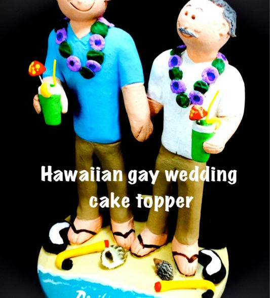 Thumbnail: Destination Wedding Caketopper for Gay Men, Gay Wedding Cake