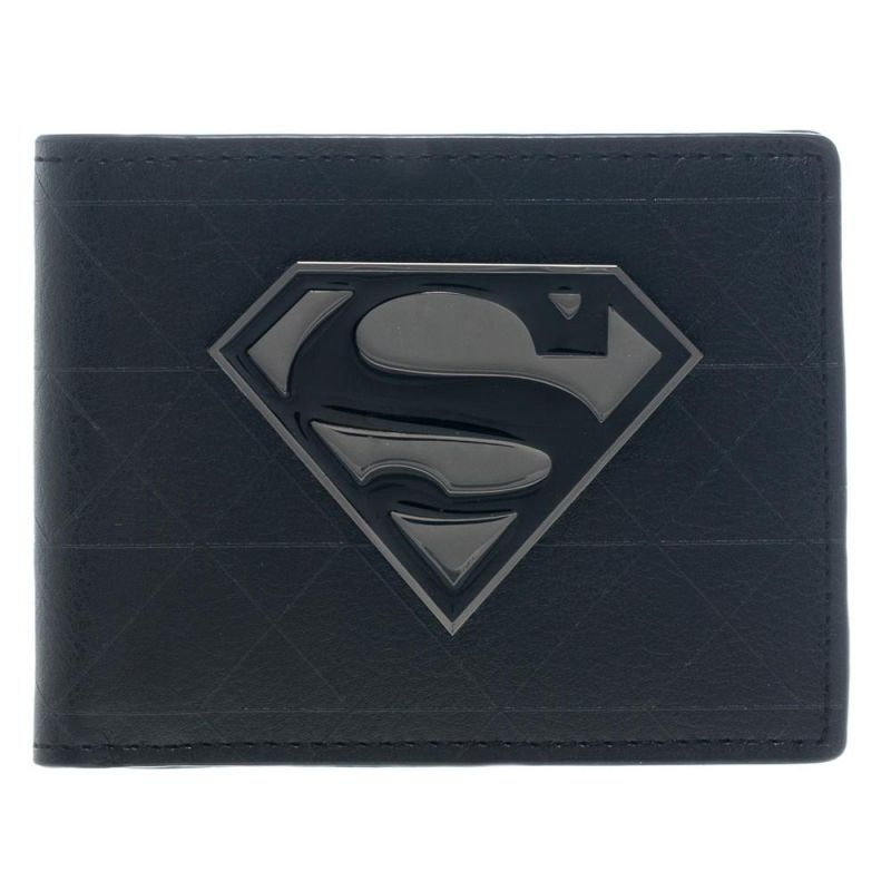 Miniature : SUPERMAN Black Metal Logo Badge Bi-Fold Wallet 2 #1350 B202012 b202111