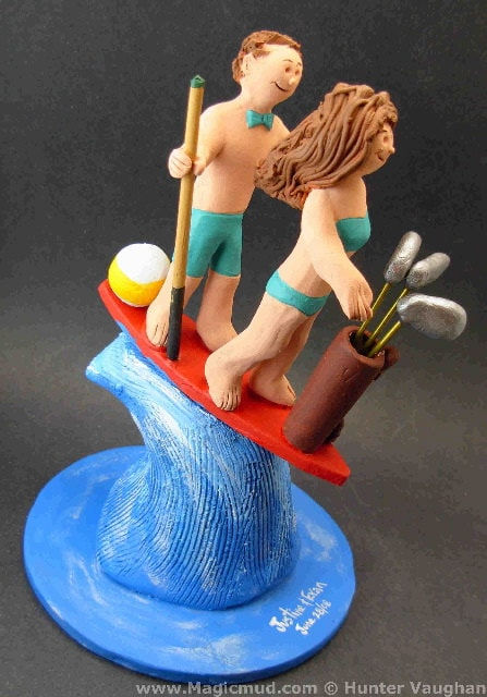 Thumbnail: Billiard or Pool Players Wedding Cake Topper- custom made to
