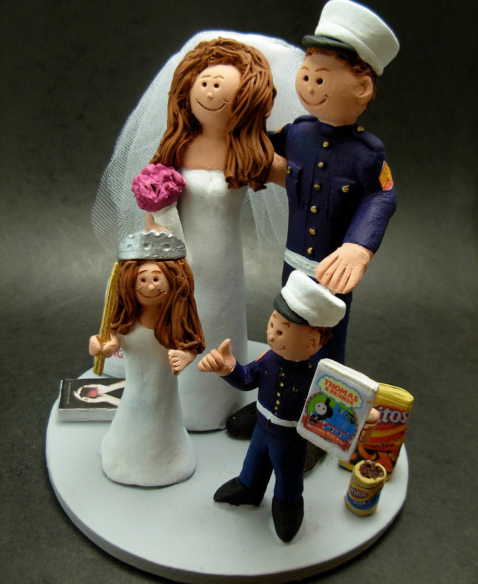 Thumbnail: Second Marriage Wedding Cake Topper, Blended Family Wedding