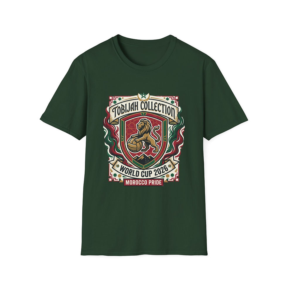 Thumbnail: T-Shirt — Tobijah Collection Lion Crest (World Cup 2026 Morocco Pride)