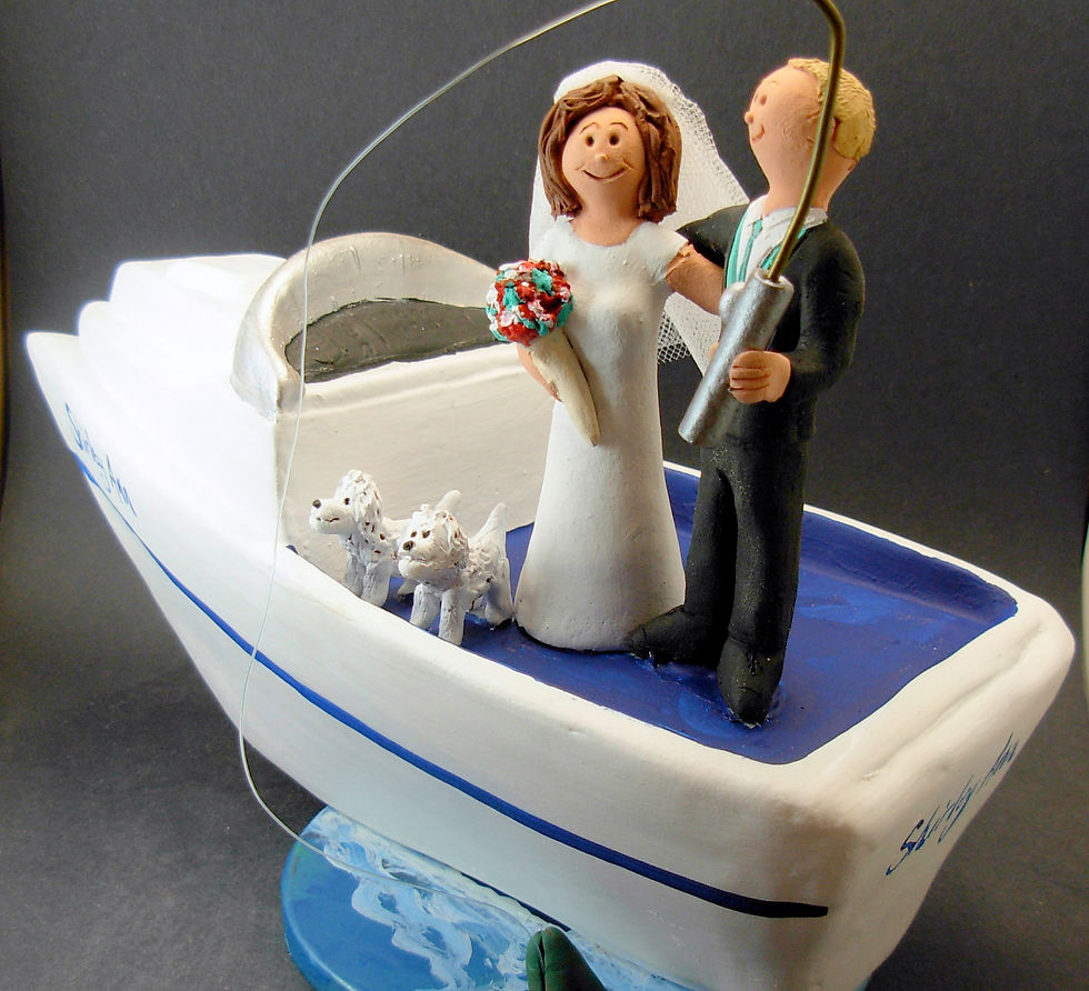 Thumbnail: SailBoat Wedding Cake Topper, Yachting Wedding Cake Topper -