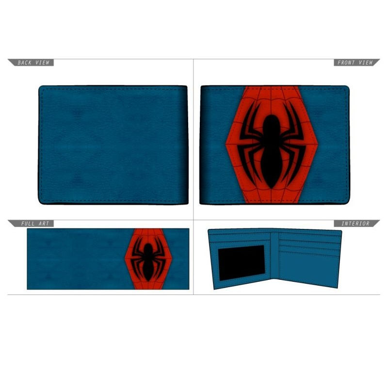 SPIDERMAN 3D Spider Faux Leather Bifold Wallet W/Badge Applique Blue #1200 B2020
