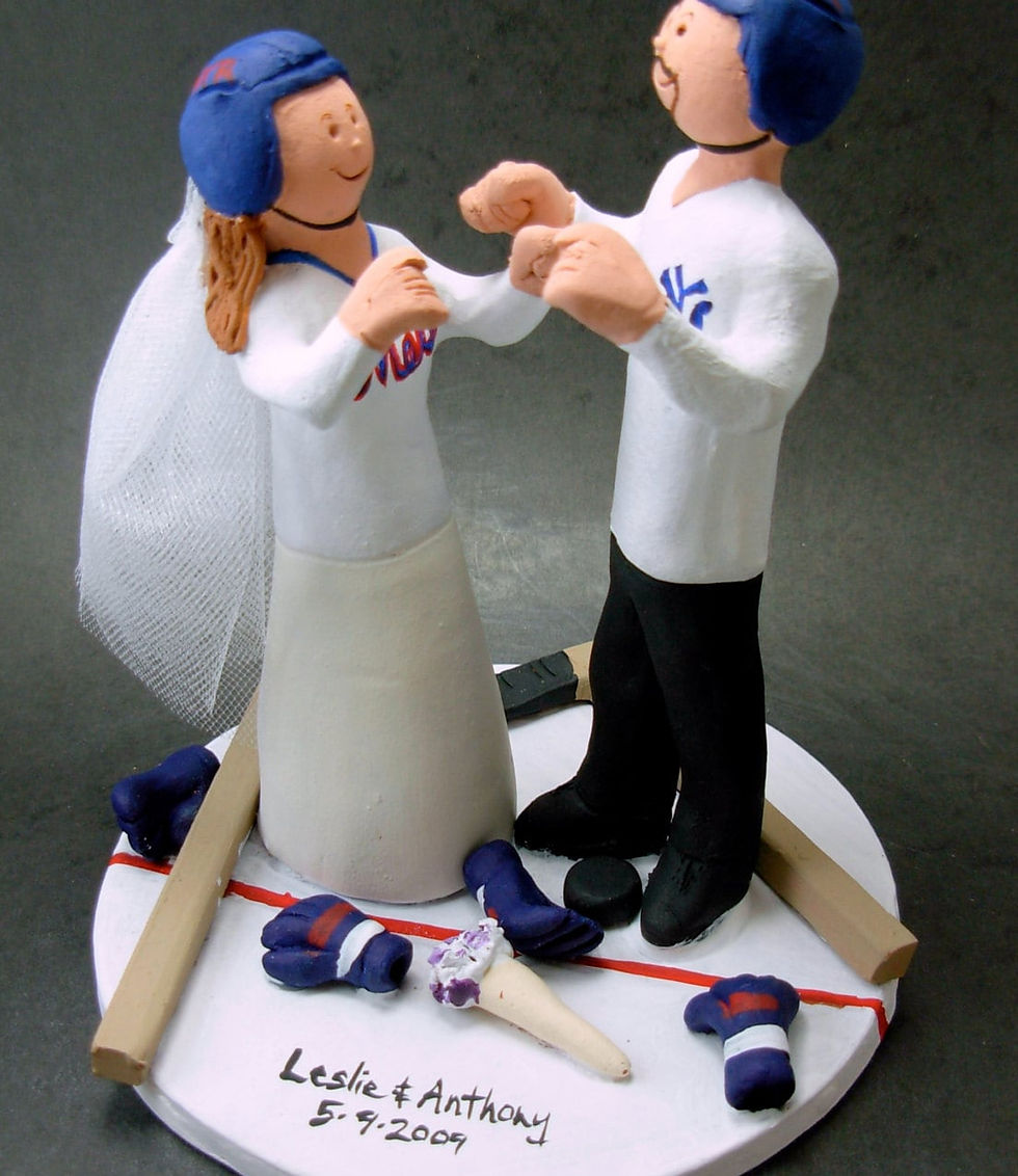 Thumbnail: Personalized Hockey Wedding Cake Topper, custom made to orde