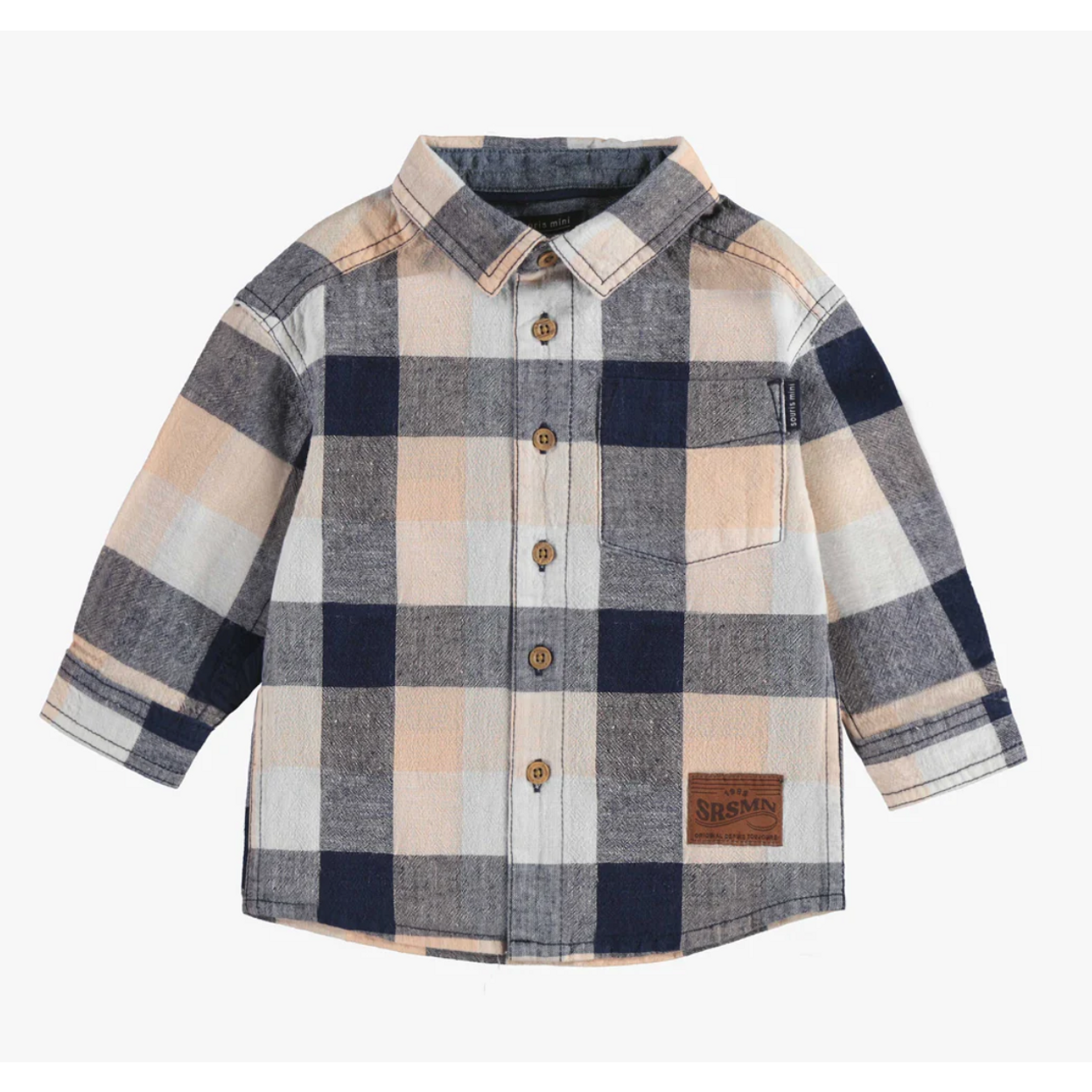 Orange & Navy Plaid Flannel Shirt | Souris Mini