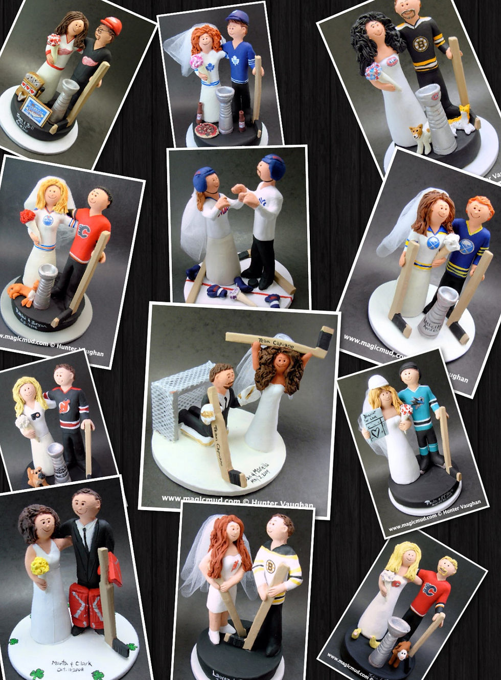 Thumbnail: Custom Made Hockey Wedding Cake Topper, Hockey Bride and Gro