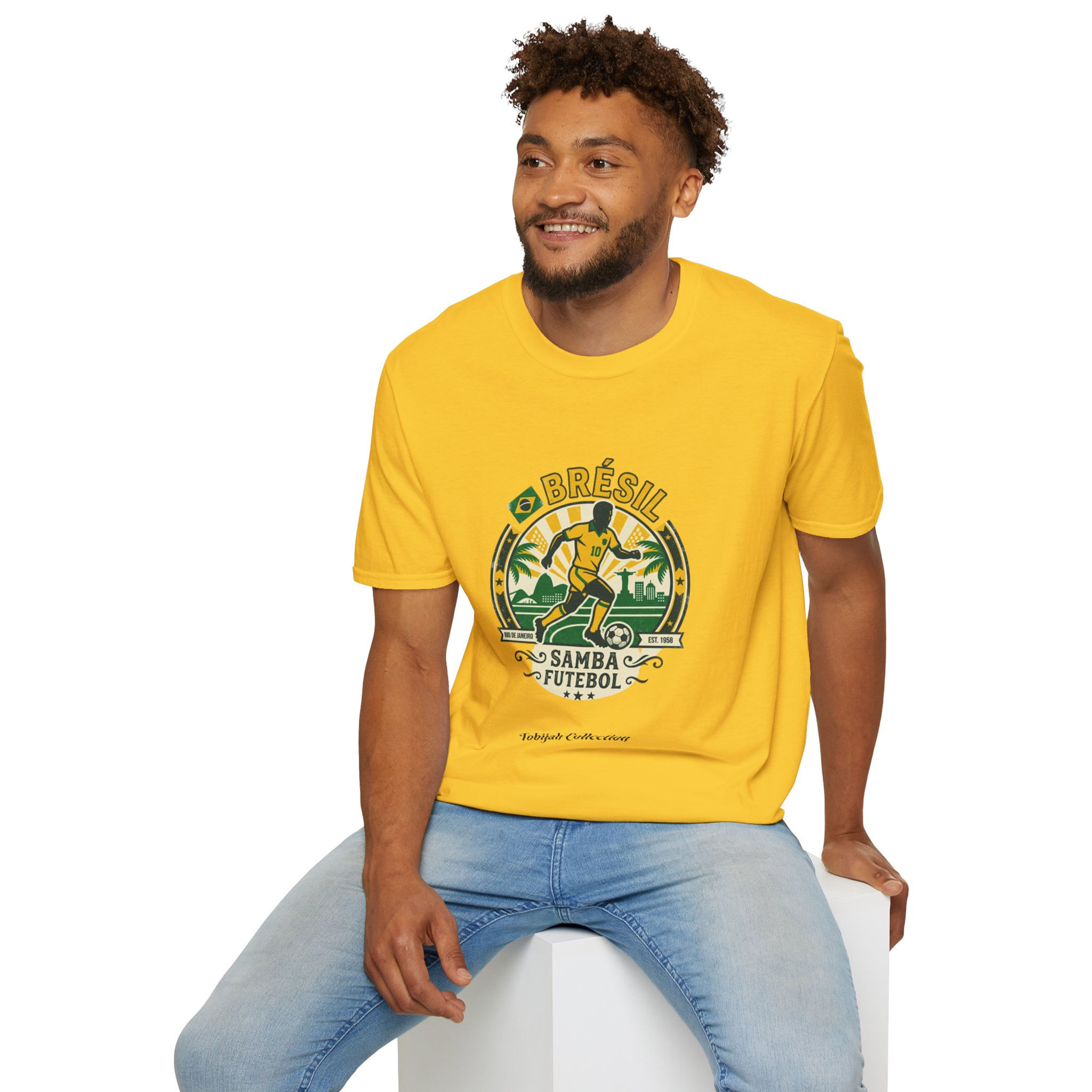 Brésil Samba Futebol T-Shirt — Brazilian Soccer Retro Graphic Tee