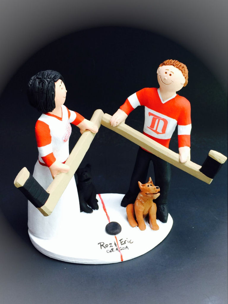 Thumbnail: Detroit Red Wings Hockey Wedding Cake Topper - NHL Hockey We