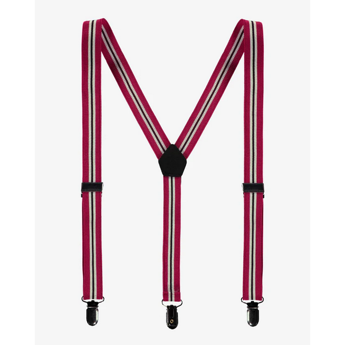 Red and Cream Striped Stretch Suspenders | Souris Mini