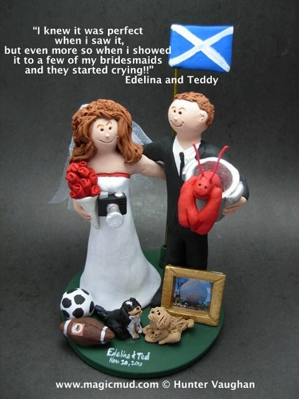 Thumbnail: Latin American Groom Marries Caucasian Bride Wedding CakeTop