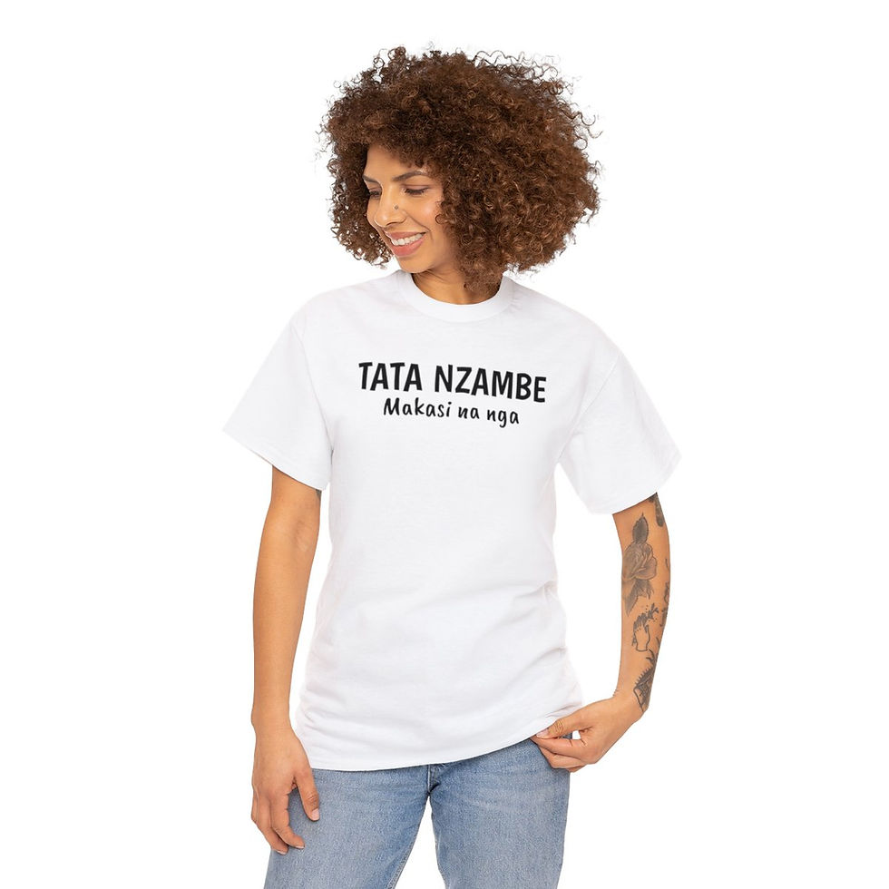 Thumbnail: TATA NZAMBE- White Unisex Heavy Cotton Tee
