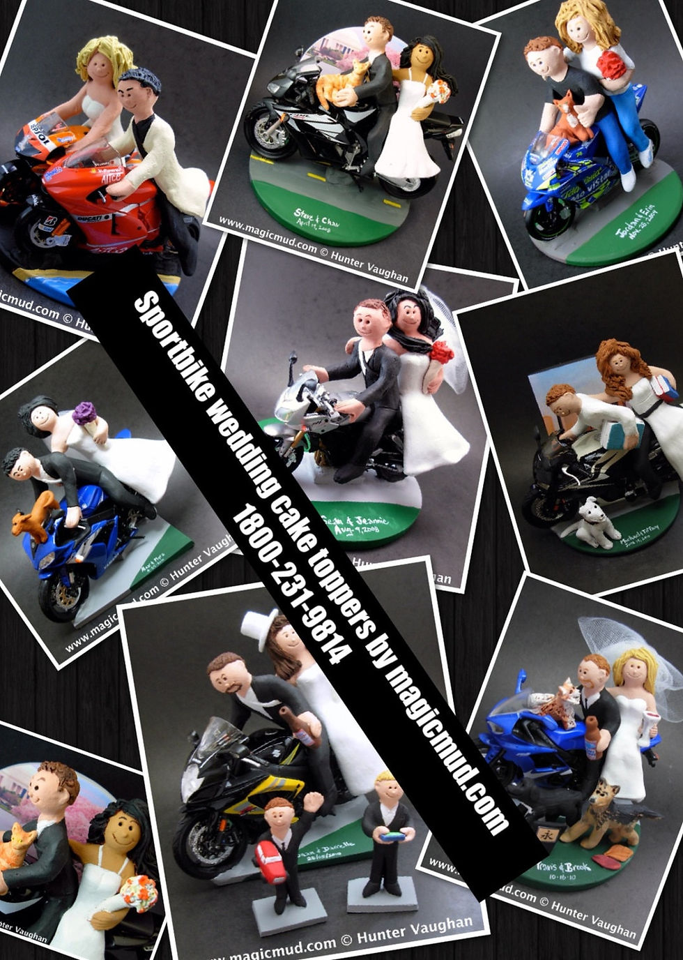 Thumbnail: Bride and Groom on Ducati Sportbike Motorcycle Wedding Cake