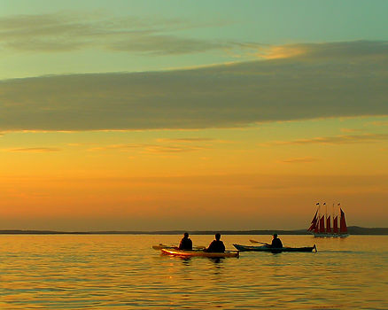 Sunset from Burnt Porcupine Island by Sea Kayak bar harbor maine downeast coast