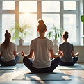 Modern-office-setting-with-employees-participating-in-wellness-activities-focus-on-collabo