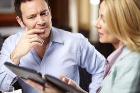 woman explaining to a man