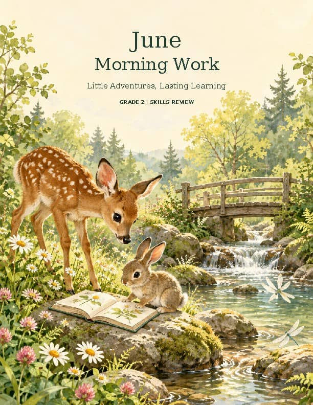 June Morning Work for 2nd Grade | Daily Math, ELA & SEL Practice |Woodland Theme