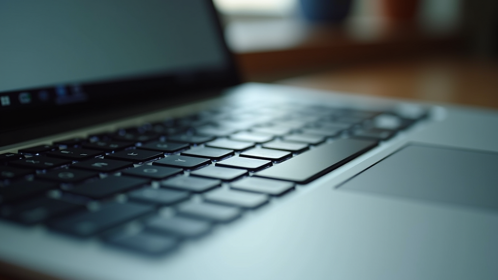 Close-up view of a laptop keyboard with a few keys removed