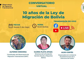 Conversatorio "10 años de la Ley de Migración de Bolivia" tendrá participación de Alfonso Hinojosa