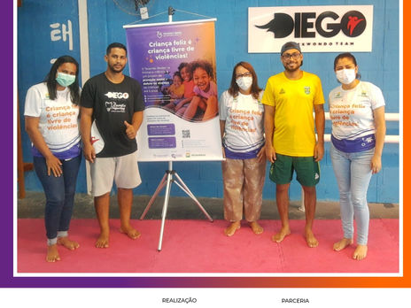 Equipe do Tecendo Redes na Primeira Infância na Academia Diego Taekondo Team