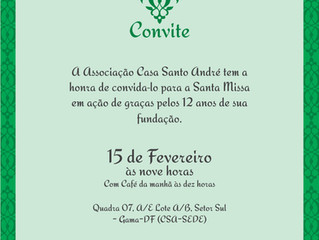 Santa Missa em comemoração aos 12 anos da CSA