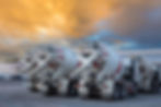 Parked cement mixers