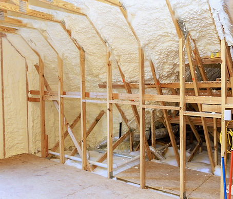 Spray foam attic insulation installation