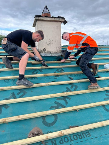 Chimney being repaired 
