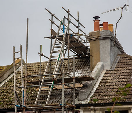 Rooftop scaffolding and chimney repair