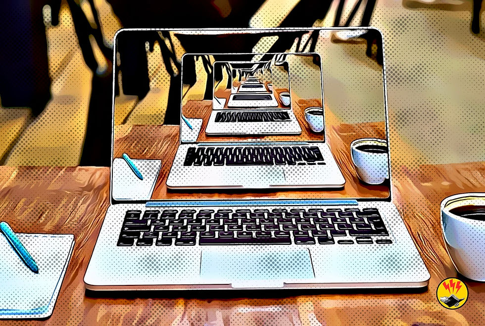 A laptop screen with an infinity image of itself