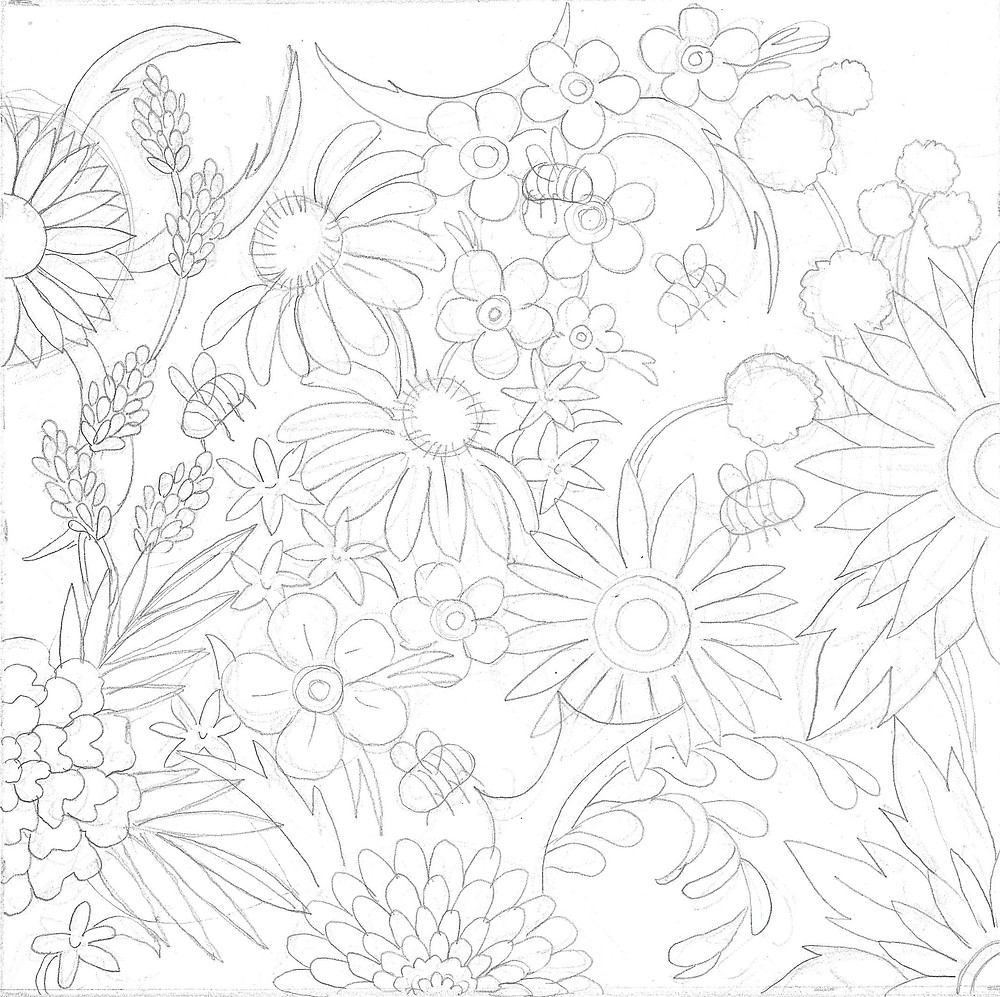 Sketch of bee pattern