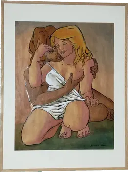Peinture sur toile, couple nu