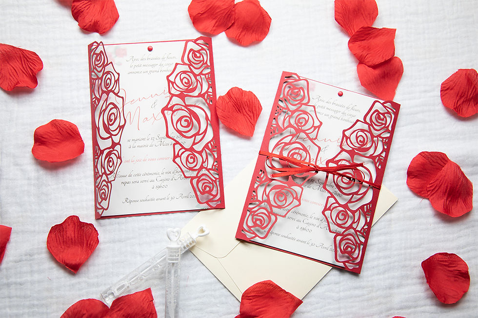 Miniature : Faire-part de mariage chic rouge et blanc