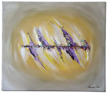 Peinture acrylique sur toile, abstrait blanc or et violet