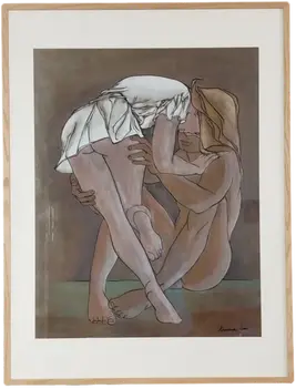 Peinture sur toile, couple nu 