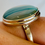 Thumbnail: 925 Solid Silver Green Banded Agate Ring Size 9