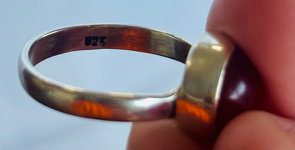 Thumbnail: 925 Solid Silver Carnelian Ring Size 7