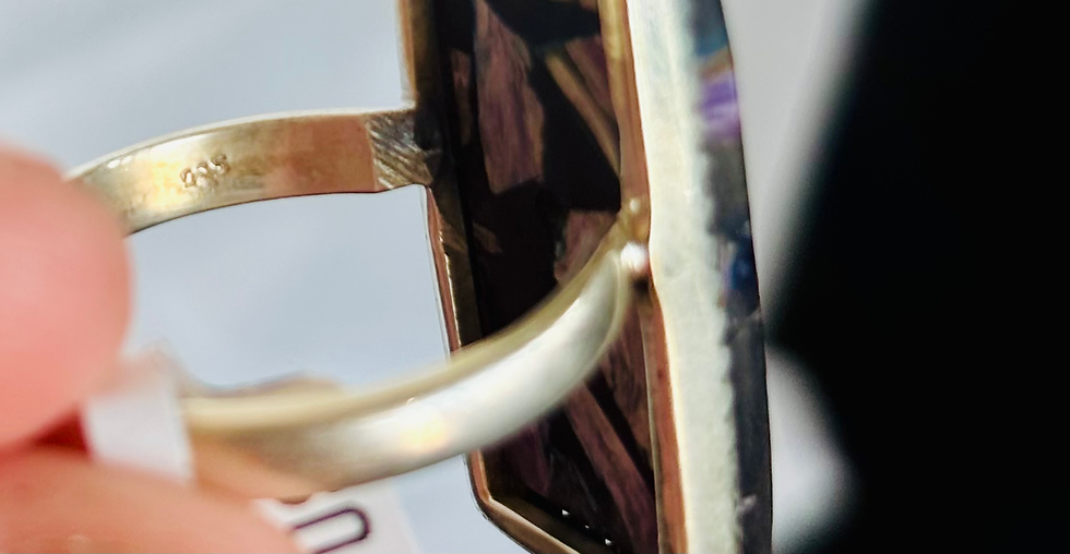 Thumbnail: 925 Solid Silver Russian Charoite Ring size 10
