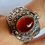 Thumbnail: 925 Sterling Silver plated Vintage orange gemstone Poison Ring Size 10