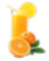 A glass of orange juice, with a fresh orange beside it