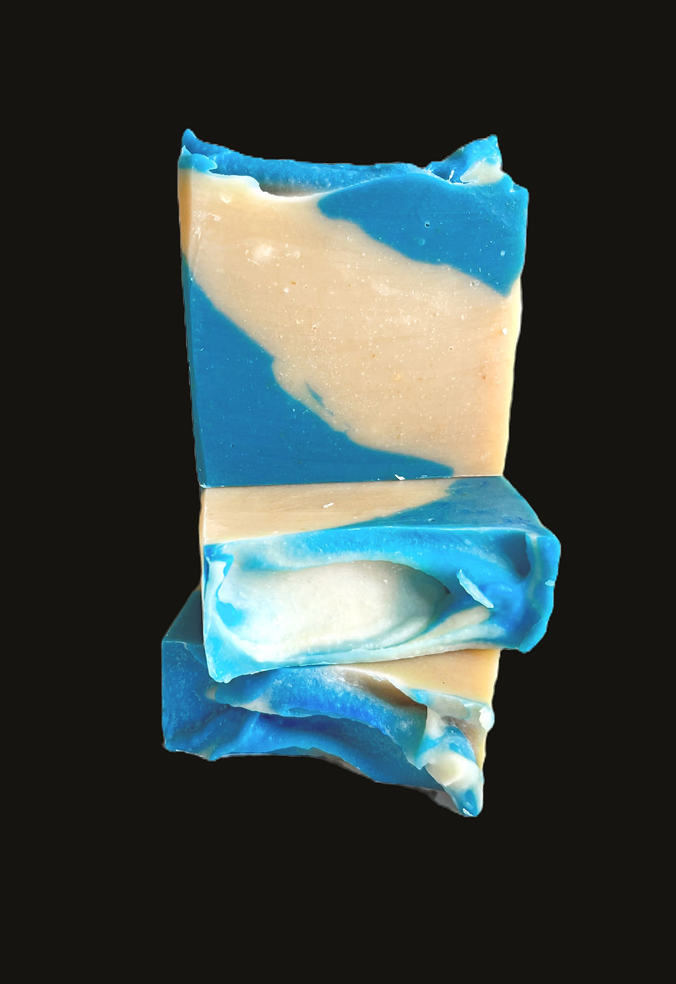 Thumbnail: Baad to the Bone Handmade goat milk soaps stacked on top of eachother showing all angles