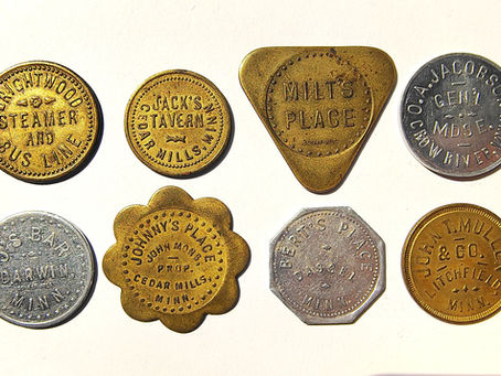 Various tokens from the archives of the Meeker County Historical Society