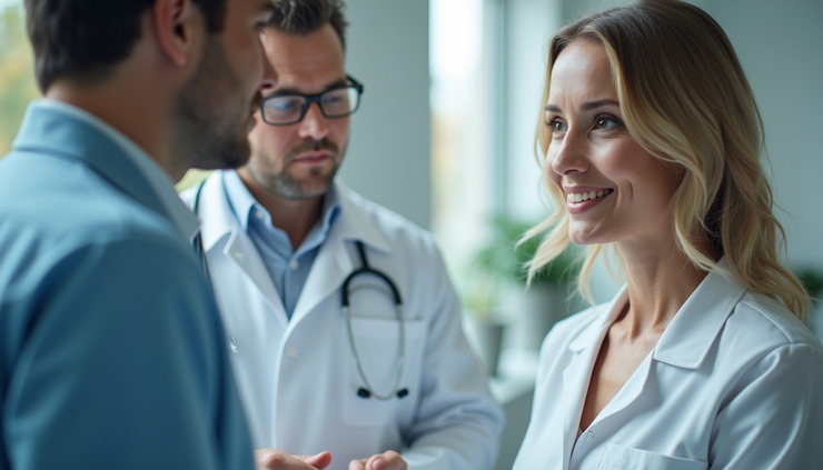 Close-up view of a doctor consulting with a patient about peptide therapy