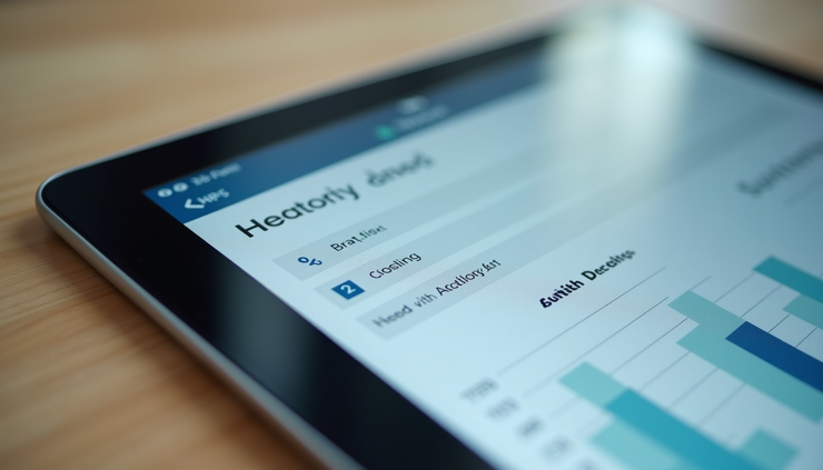 Eye-level view of a digital health assessment interface on a tablet