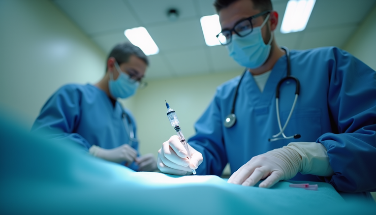Eye-level view of a healthcare professional preparing a peptide injection for metabolic health