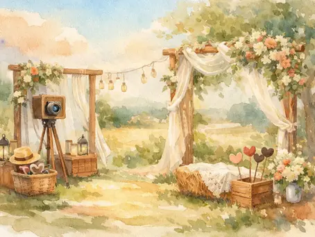 Beispiel für eine Fotobox-Animation bei einer Hochzeit im Boho-Stil
